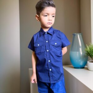 Boys' Short Sleeve Button-Up Shirt (Ages 2–12) – Multiple Colors