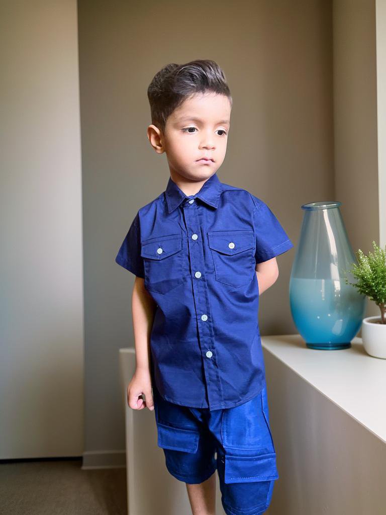 Boys' Short Sleeve Button-Up Shirt (Ages 2–12) – Multiple Colors